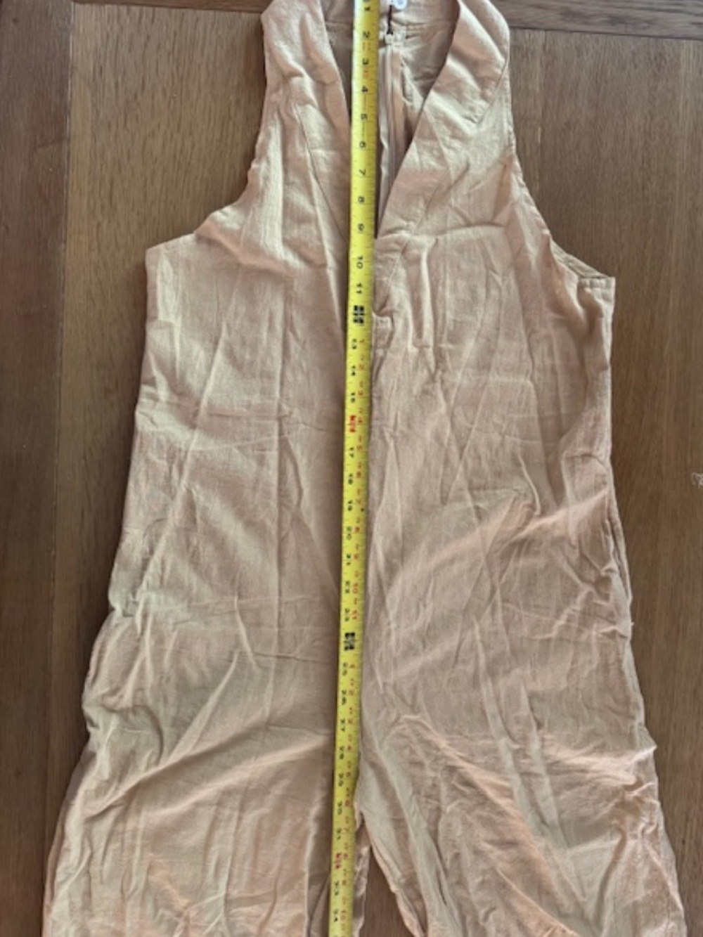 Casual Full Length Jumpsuit. Linen Blend Halter Wide Leg. Halter Neck Sleeveles. - Picture 5 of 7